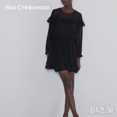 Нова черна елегантна феерична но точки  къса рокля zara Zara , снимка 4 - Рокли - 52484244