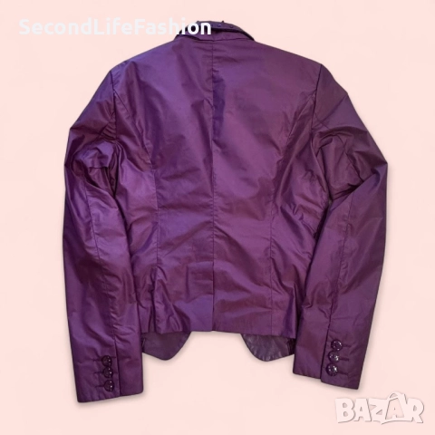 Дамско сако R.Rodhschild, елегантно, от кожа и полиестер, размер 38, UK 12, лилаво, снимка 2 - Сака - 52262234