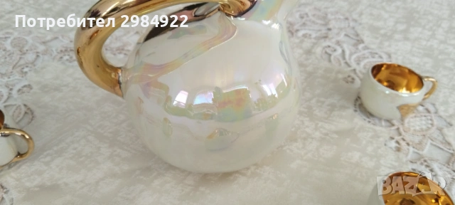 Комплект за ликьор седеф и позлата Императорски порцелан Франция, снимка 10 - Антикварни и старинни предмети - 53441719