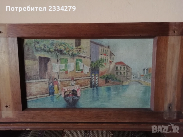 Античен голям триптих, стари рисувани картини на платна. , снимка 8 - Пана - 51802904