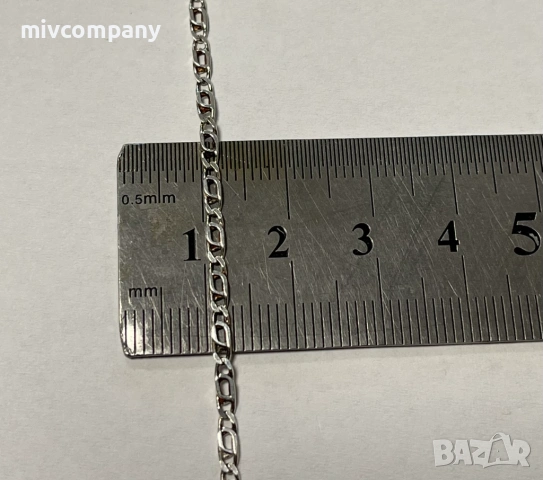 Сребърен синджир 5.32гр.60см., снимка 4 - Колиета, медальони, синджири - 53178586