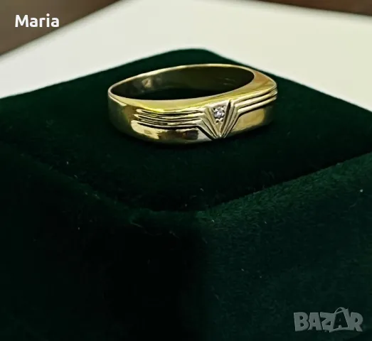 Пръстен жълто злато и брилянт Unisex, снимка 7 - Пръстени - 49970719