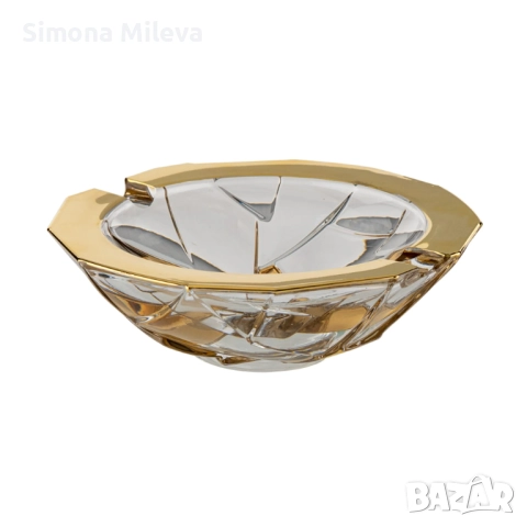 Пепелник Bohemia 1845 Crack Gold Т2 Ø15.2cm, снимка 2 - Други - 52365608