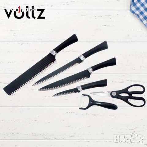 Комплект ножове и белачка, снимка 3 - Прибори за хранене, готвене и сервиране - 53891055