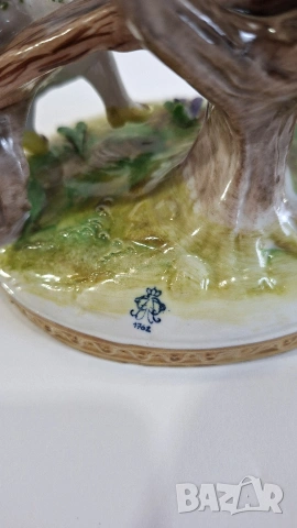 Порцеланова фигурка с момче и момиче на люлка - Volkstedt, Германия, снимка 9 - Статуетки - 53738958