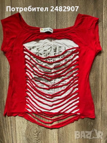 Ефектна дамска блуза с къс ръкав, снимка 4 - Тениски - 53593927