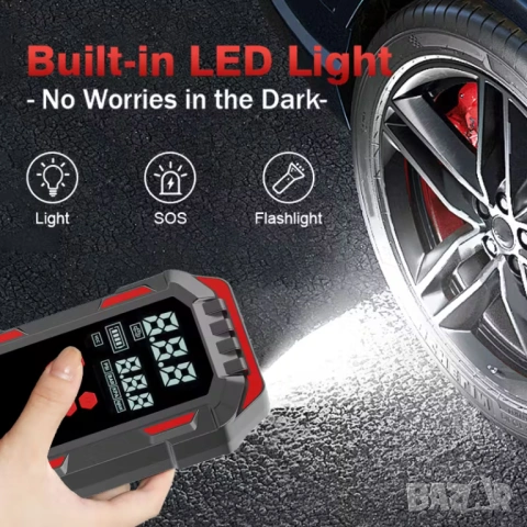 Комбиниран Jump Starter (бичѐ), 8000 mAh, Power Bank, 150 PSI компресор и LED фенер, снимка 8 - Аксесоари и консумативи - 53725990