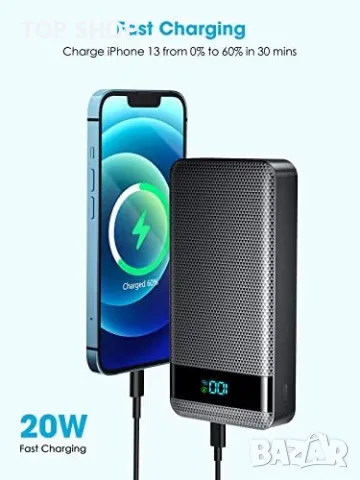 Ново Преносимо Зарядно 30000mAh с LCD, 20W PD, Съвместимо с iPhone/Android, снимка 2 - Външни батерии - 49956854