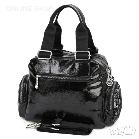 Дамска чанта от висококачествена еко кожа в черен цвят НОВА, снимка 7 - Чанти - 53688200