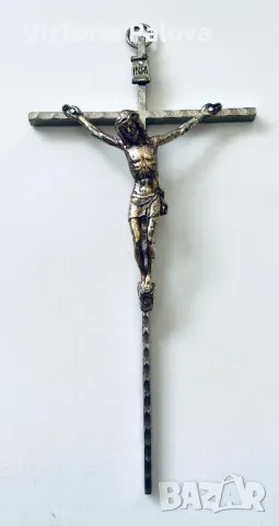 Метален кръст Разпятие Христово Италия, снимка 2 - Антикварни и старинни предмети - 49815161
