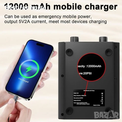 FIETODK Електрическа, акумулаторна SUP помпа 12000mAh , снимка 3 - Друга електроника - 50629170