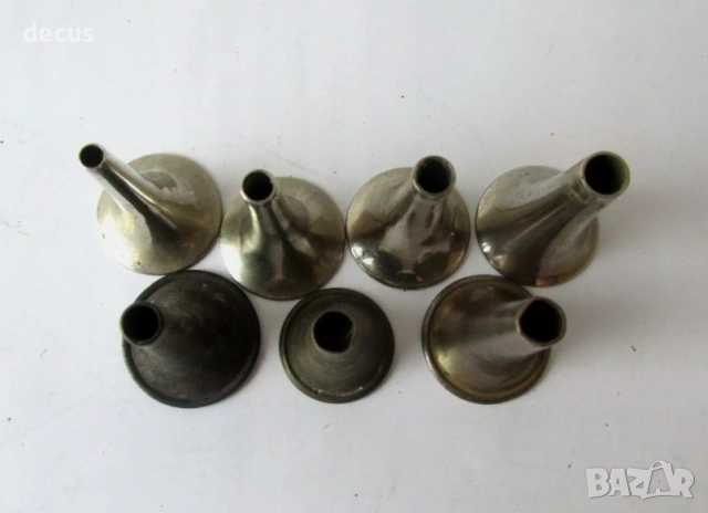 Античен медицински звуков спекулум за ухо - апарат 7 бр, снимка 2 - Антикварни и старинни предмети - 51462429