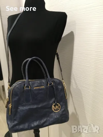 MICHAEL KORS чанта естествена кожа в син цвят, снимка 14 - Чанти - 47133704