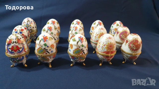 Лот от порцеланови яйца-бижутиери-15 броя