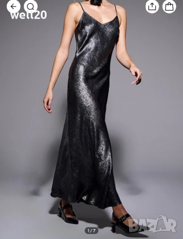 Сребриста дълга рокля, снимка 5 - Рокли - 51005276