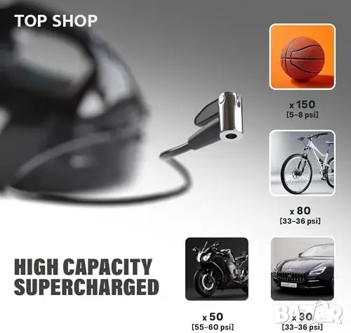 Нова Мощна прахосмукачка и компресор с LCD дисплей и LED светлина за кола, снимка 6 - Прахосмукачки - 50239996