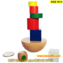 Образователна дървена играчка за подреждане с геометрични форми - КОД 3614, снимка 2