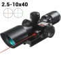 Оптически тактически прицел 2.5x-10x бързомер мерник за пушка оръжие лов еърсофт с лазер бързомерец, снимка 6