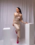 Елегантна бежова дамска рокля , снимка 1