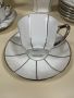 Порцелан, "Лимож" сервиз за чай в бяло и сребърно, стил Арт Деко., снимка 3