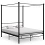 vidaXL Рамка за легло с балдахин, черна, метал, 160x200 см（SKU:284437, снимка 1 - Спални и легла - 45556782