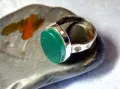 АВТОРСКИ СКЪПОЦЕНЕН СРЕБЪРЕН ПРЪСТЕН СРЕБРО 800 с ШЛИФОВАН ЗЕЛЕН ОНИКС и ЩЕМПЕЛ на ЮВЕЛИРА 47966, снимка 12