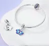 Сребърен талисман 925  Pandora Butterfly Evil Eye, снимка 2