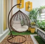 Висящ Ратанов Стол – ГОЛЯМА Градинска Люлка Водоустойчива в 4 Цвята, снимка 4