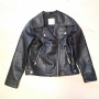 Детско черно кожено яке байкър за момиче De Facto размер 128/134, снимка 1