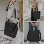 TAN.TOMI Shopper Bag Дамска чанта за през рамо с цип, черна, снимка 6