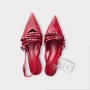 Red buckle slingback kitten heels, снимка 5