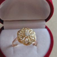 Дамски златен пръстен с циркони , снимка 3 - Пръстени - 45338069