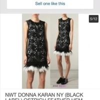 Donna Karan NY black label Runway Мини рокля с пера, М, снимка 10 - Рокли - 45878561