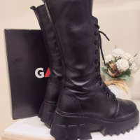 Черни дамски кожени боти Galdini кубинки ботуши обувки естествена кожа платформа, снимка 4 - Дамски боти - 44746806