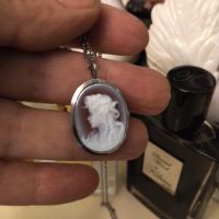 Геме Камея сребро карнеол  висулка брошка със синджир ., снимка 4 - Колиета, медальони, синджири - 45134202