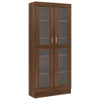 vidaXL Шкаф витрина, кафяв дъб, 82,5x30,5x185,5 см, инженерно дърво(SKU:815623, снимка 1 - Шкафове - 45186041