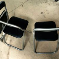 Сгъваем стол с облегалка - 36х80 см, метал и еко кожа, черен, снимка 3 - Столове - 45413159