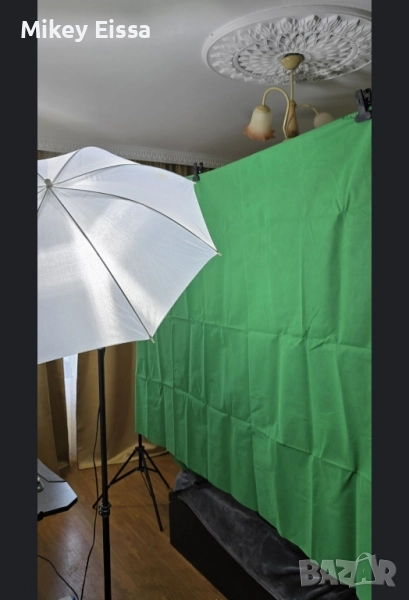 Green screen зелен + черен екран с осветление, снимка 1