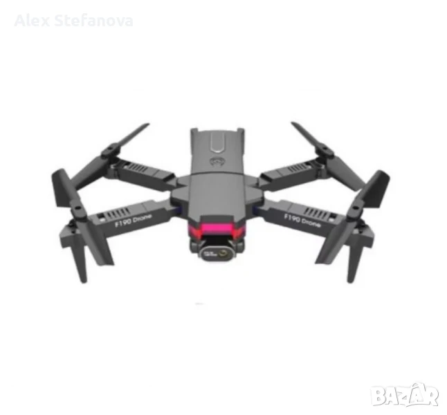Дрон F190 с 4K камера, LED светлини и WiFi – Черен модел с висока маневреност и интелигентни функции, снимка 1