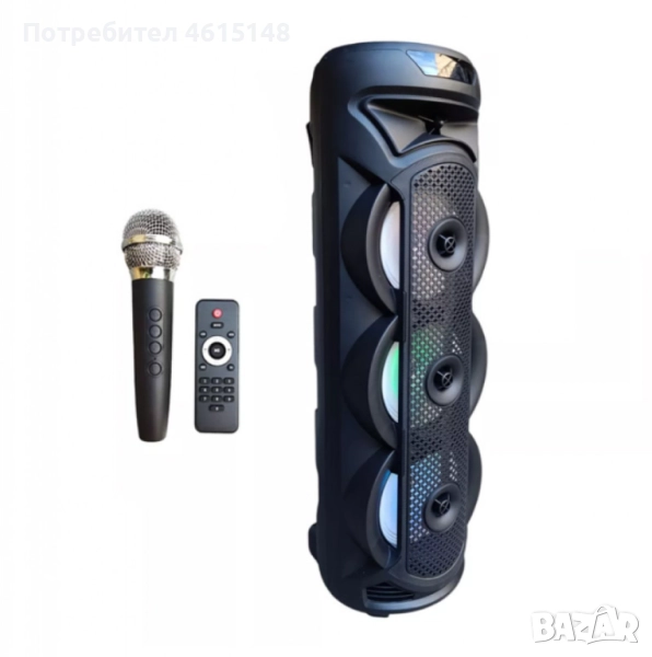 Безжичен преносим високоговорител DPUS SZ-8336, 3 х 8 , мега бас ,USB зареждане, Bluetooth връзка, A, снимка 1