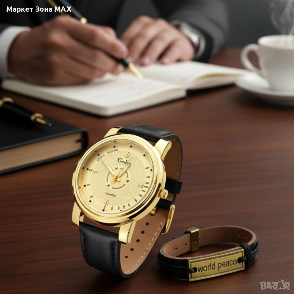 Елегантен кварцов часовник с гривна в подаръчна кутия, снимка 1