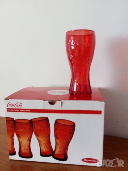 Coca Cola 4 бр. чаши червено стъкло , снимка 1