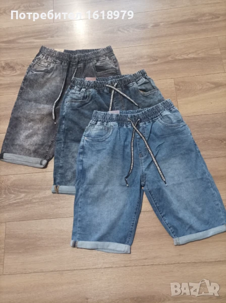 Дънкови бермуди на ластик, снимка 1