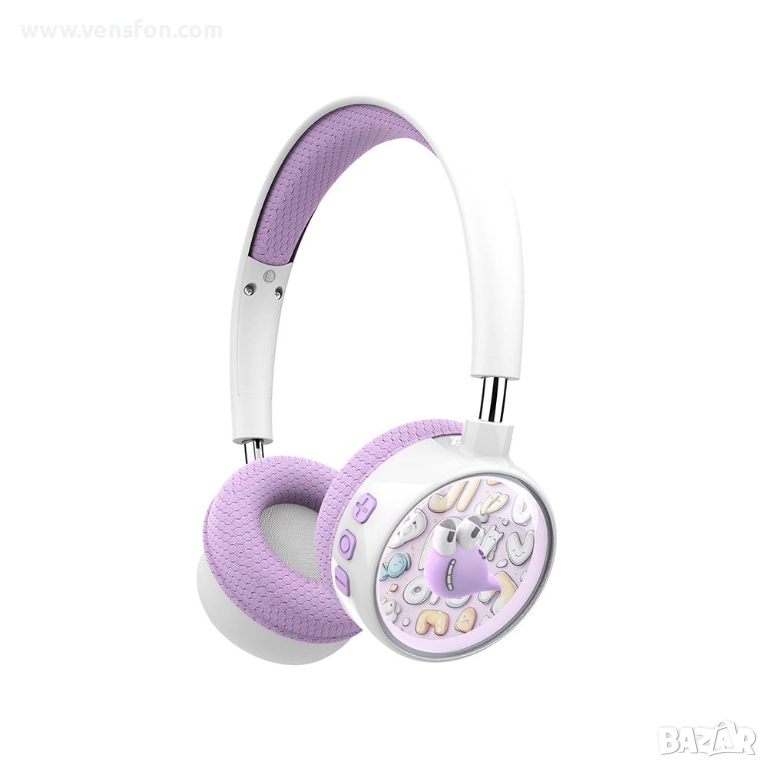 Безжични стерео Bluetooth слушалки XO Cartoon Kids /лилави/, снимка 1