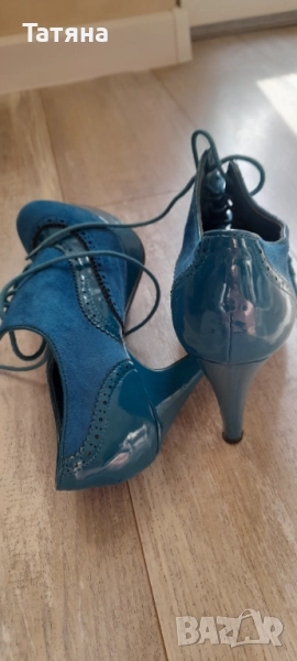 Тюркоазени високи обувки, снимка 1