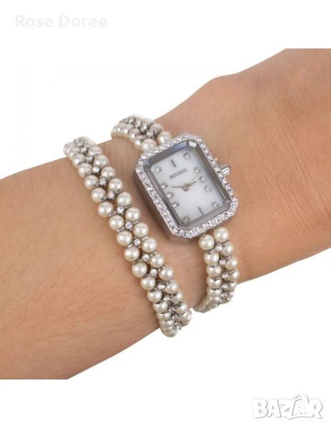 Дамски часовник комплект с гривна перли, снимка 1