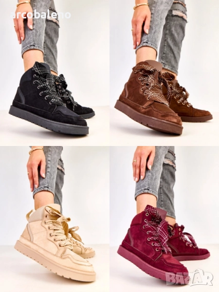 Дамски високи маратонки с дебели връзки от Klevis, снимка 1