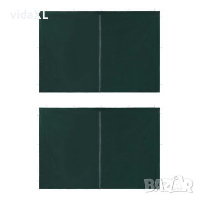vidaXL Странични стени за парти шатра, 2 бр, с цип, PE, зелени（SKU:45120, снимка 1