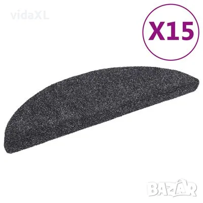 vidaXL Самозалепващи стелки за стъпала, 15 бр, 56x17x3 см, тъмносиви(SKU:132691), снимка 1