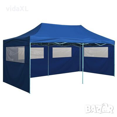 vidaXL Сгъваема парти шатра с 4 странични стени 3х6 м стомана синя(SKU:48865, снимка 1